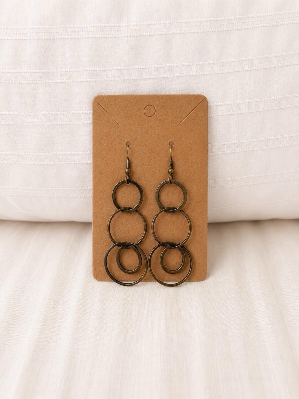 Vintage Bronze Triple Hoop Dangle Earrings - Women Jewelry